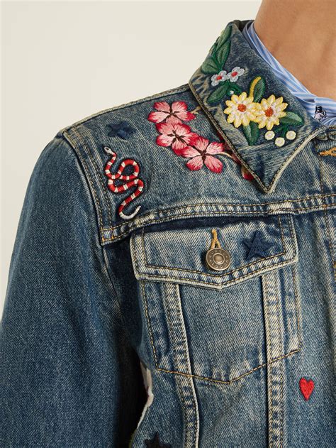 gucci floral painted denim|gucci denim jacket outlet.